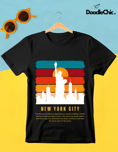 New York City NYC Kids Organic Cotton T-shirt Black from DoodleChic