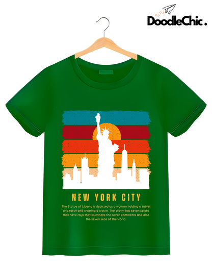 New York City NYC Kids Organic Cotton T-shirt Green from DoodleChic