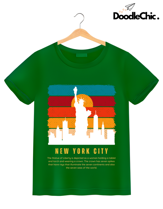 New York City NYC Kids Organic Cotton T-shirt Green from DoodleChic