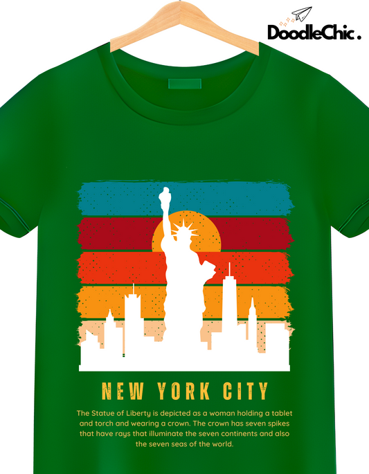 New York City NYC Kids Organic Cotton T-shirt Green from DoodleChic