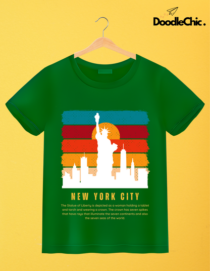 New York City NYC Kids Organic Cotton T-shirt Green from DoodleChic