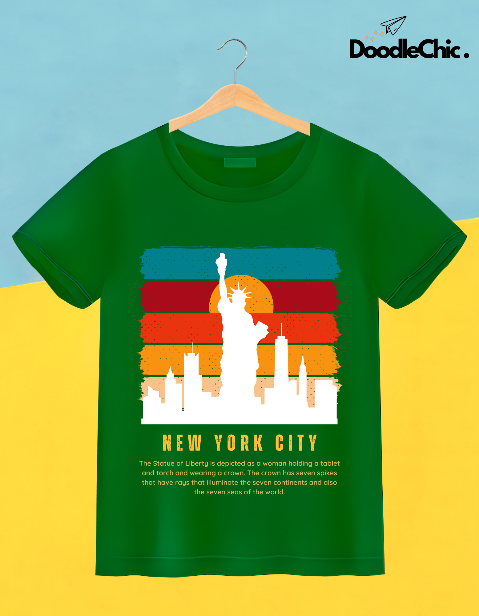 New York City NYC Kids Organic Cotton T-shirt Green from DoodleChic