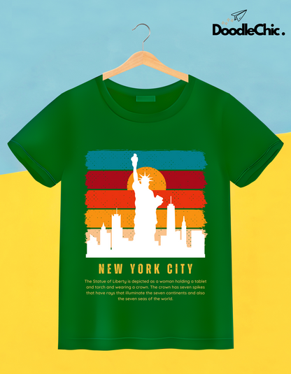 New York City NYC Kids Organic Cotton T-shirt Green from DoodleChic