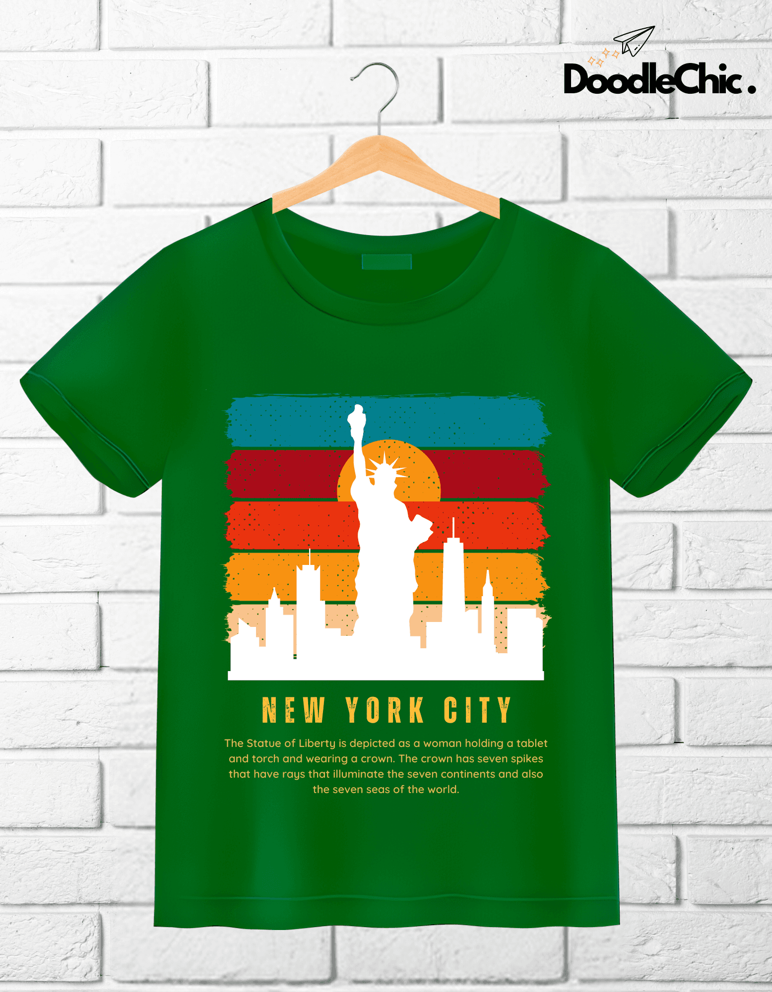 New York City NYC Kids Organic Cotton T-shirt Green from DoodleChic