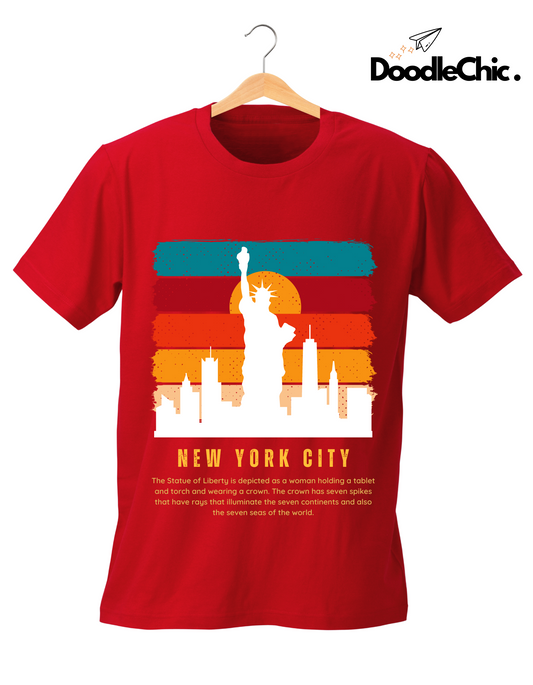 New York City NYC Kids Organic Cotton T-shirt Red from DoodleChic