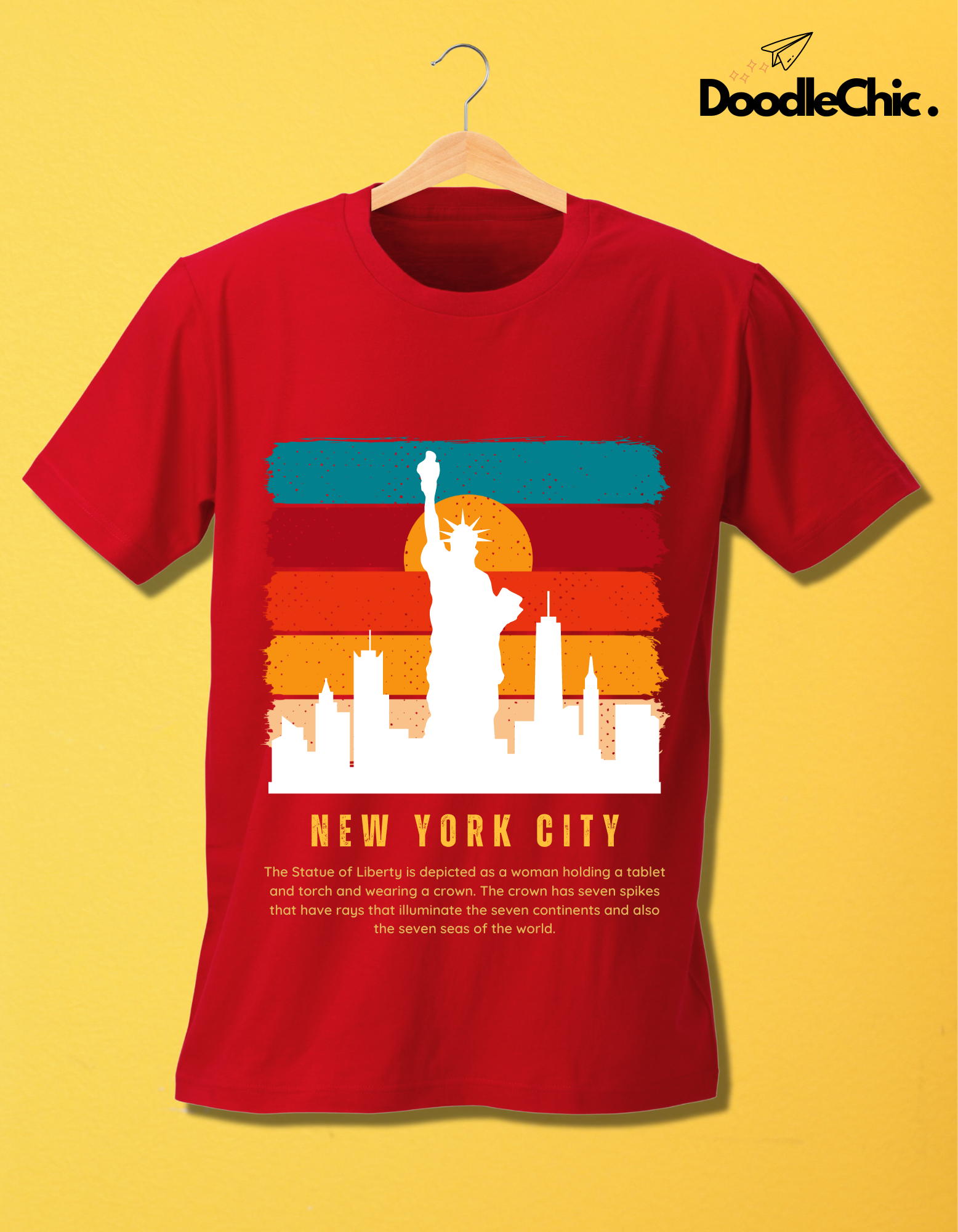 New York City NYC Kids Organic Cotton T-shirt Red from DoodleChic