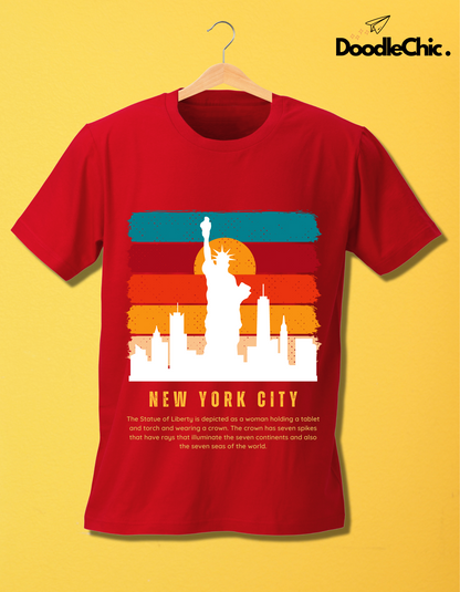 New York City NYC Kids Organic Cotton T-shirt Red from DoodleChic
