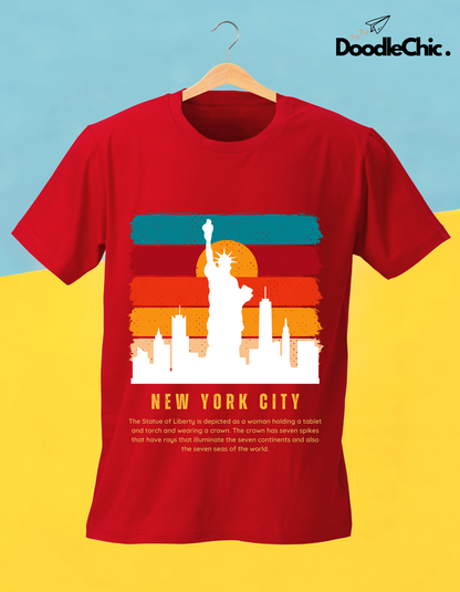 New York City NYC Kids Organic Cotton T-shirt Red from DoodleChic