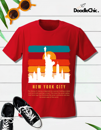 New York City NYC Kids Organic Cotton T-shirt Red from DoodleChic