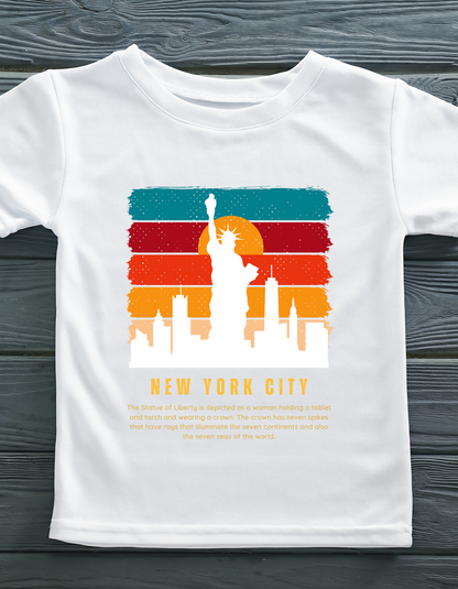 New York City NYC Kids Organic Cotton T-shirt White from DoodleChic