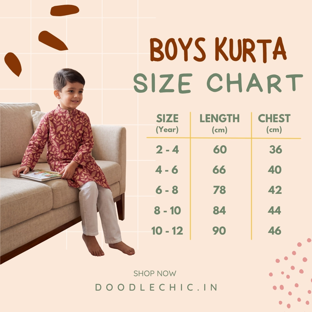 अBIR Maroon Bagh Long Kurta for Boys