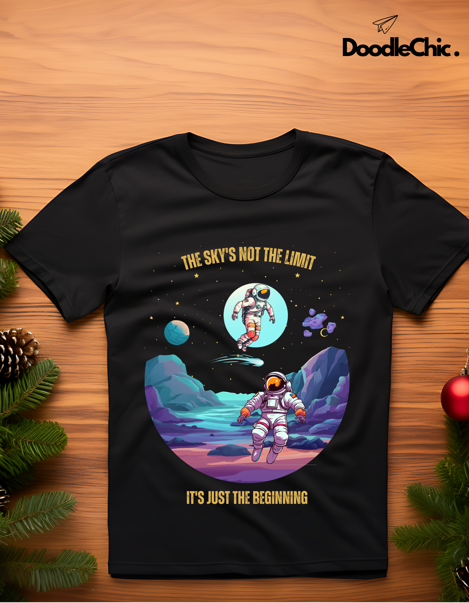 Sky's not the Limit Kids Organic Cotton T-shirt Black from DoodleChic