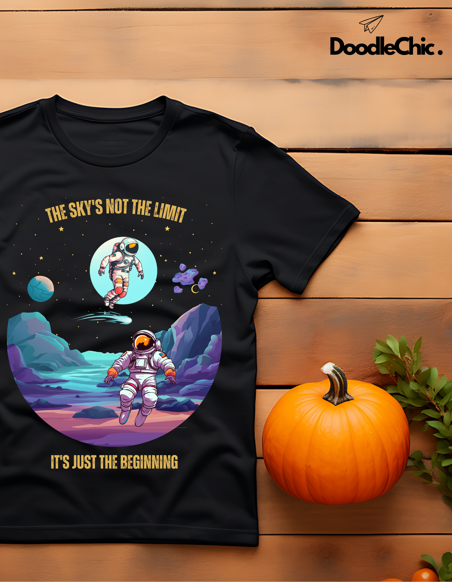 Sky's not the Limit Kids Organic Cotton T-shirt Black from DoodleChic