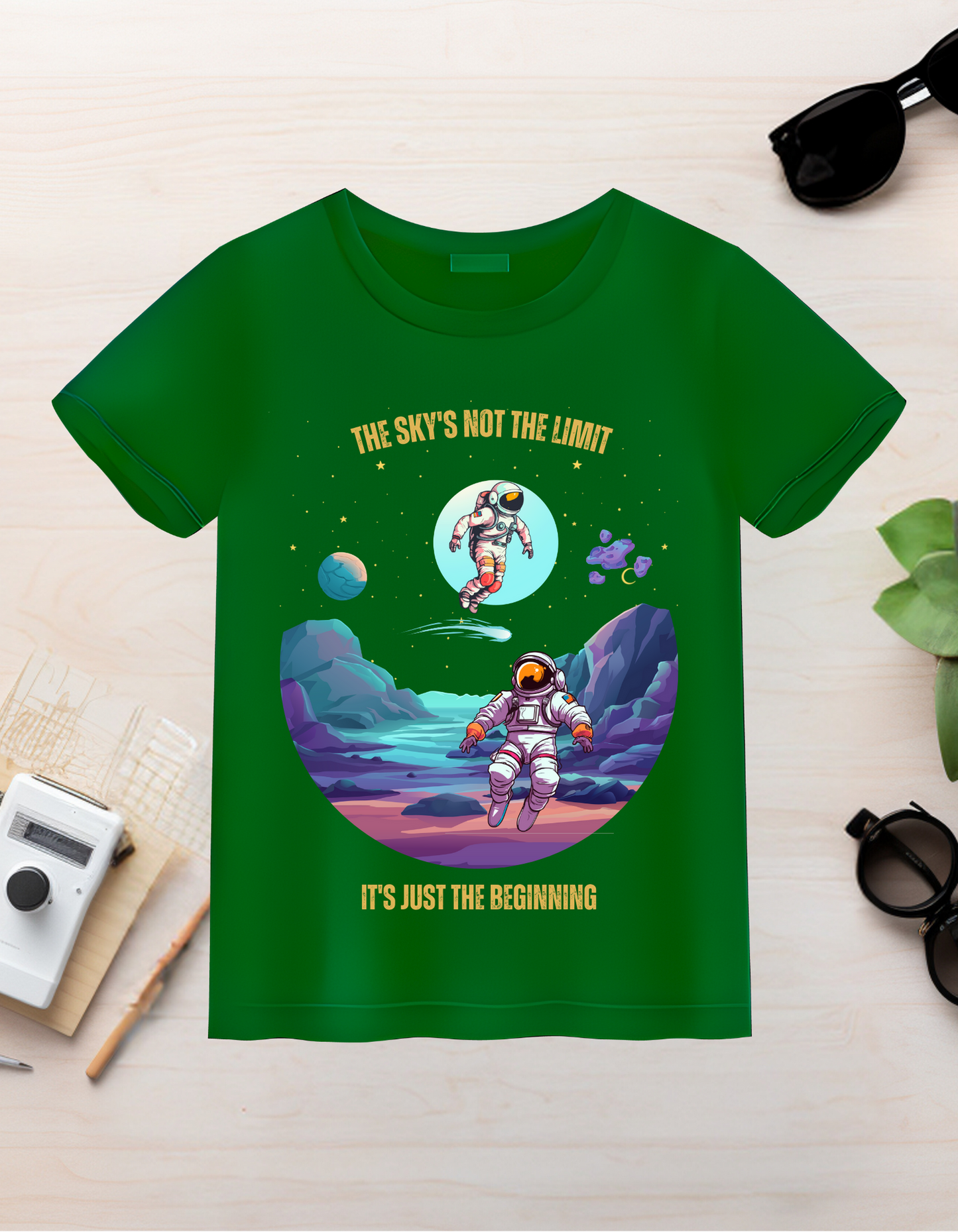 Sky's not the Limit Kids Organic Cotton T-shirt Green from DoodleChic