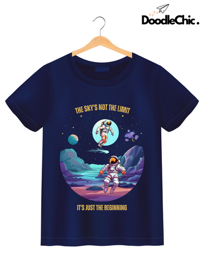 Sky's not the Limit Kids Organic Cotton T-shirt Navy Blue from DoodleChic
