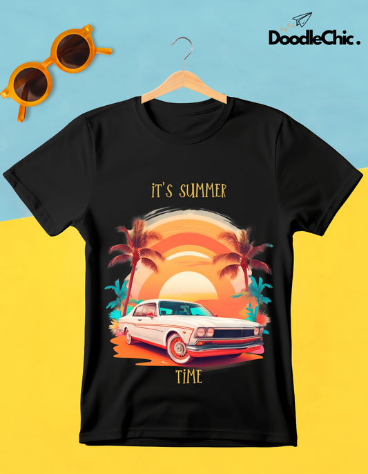 Summer Time Kids Organic Cotton T-shirt Black from DoodleChic
