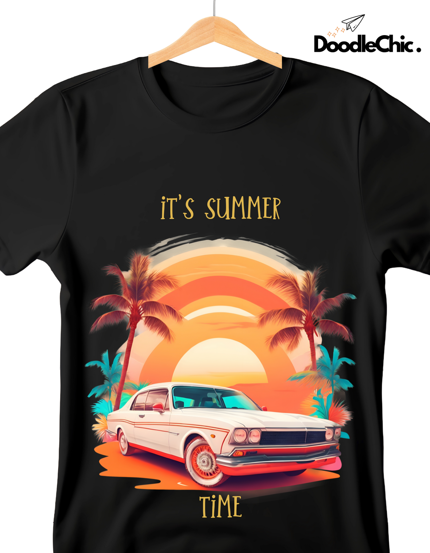 Summer Time Kids Organic Cotton T-shirt Black from DoodleChic