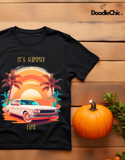 Summer Time Kids Organic Cotton T-shirt Black from DoodleChic