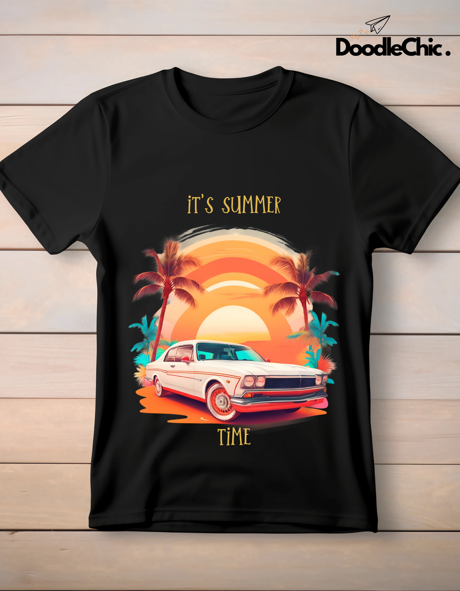 Summer Time Kids Organic Cotton T-shirt Black from DoodleChic