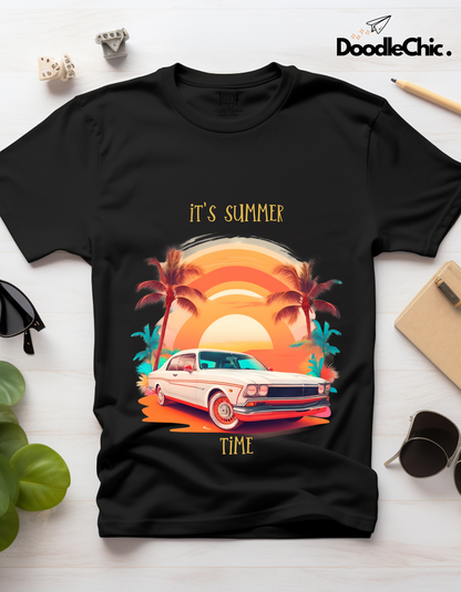 Summer Time Kids Organic Cotton T-shirt Black from DoodleChic