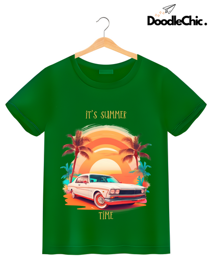 Summer Time Kids Organic Cotton T-shirt Green from DoodleChic