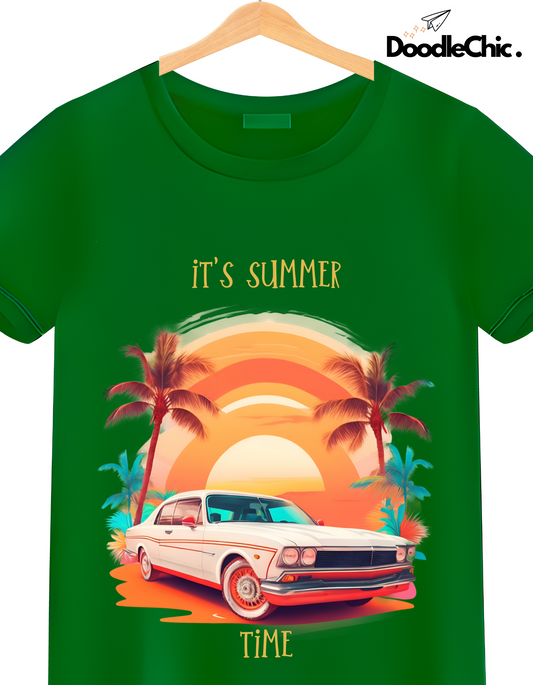 Summer Time Kids Organic Cotton T-shirt Green from DoodleChic