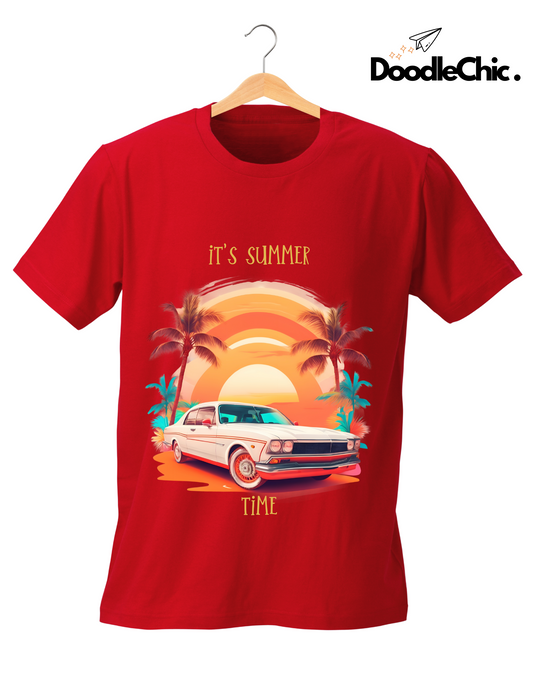 Summer Time Kids Organic Cotton T-shirt Red from DoodleChic