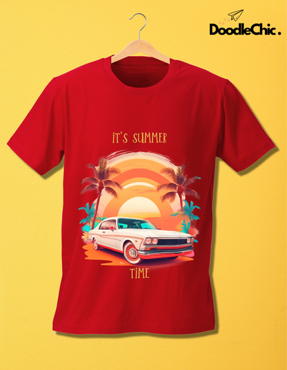Summer Time Kids Organic Cotton T-shirt Red from DoodleChic