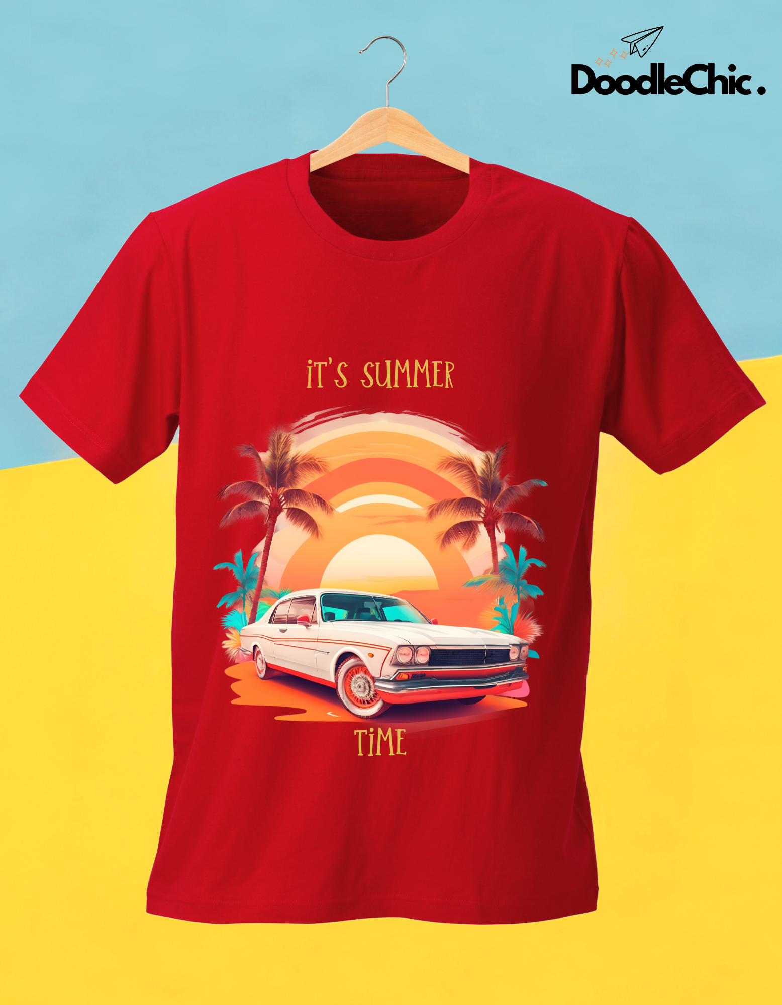 Summer Time Kids Organic Cotton T-shirt Red from DoodleChic
