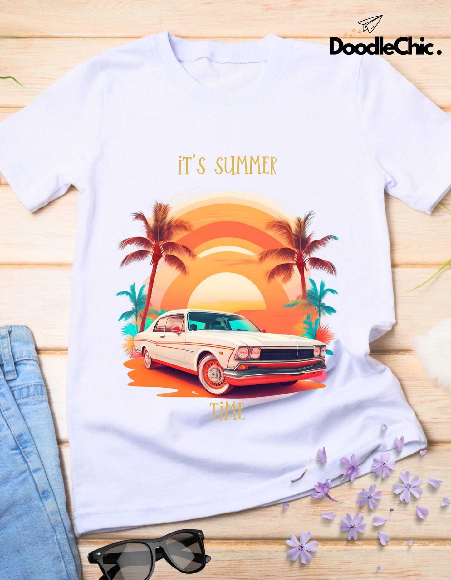 Summer Time Kids Organic Cotton T-shirt White from DoodleChic